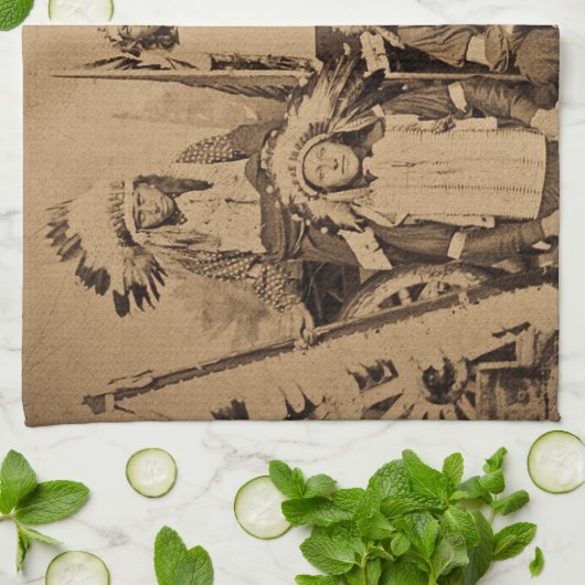 1895年のバッファローのビル野生の西ショーのスー族の責任者 キッチンタオル (折り畳み)