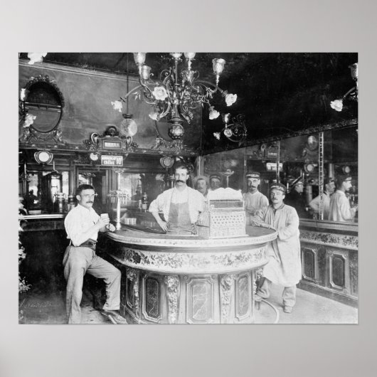 1895年のパリのバー 昔の写真 ポスター (正面)