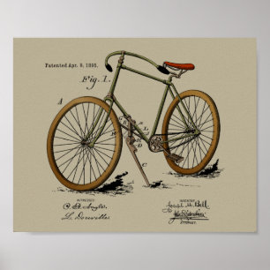 1895年のヴィンテージの自転車のパテント色の芸術のプリント ポスター