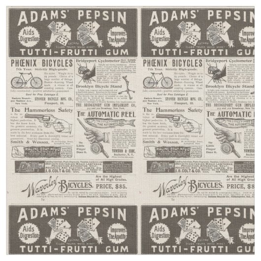 1895年のヴィンテージ広告 ファブリック (クローズアップ)