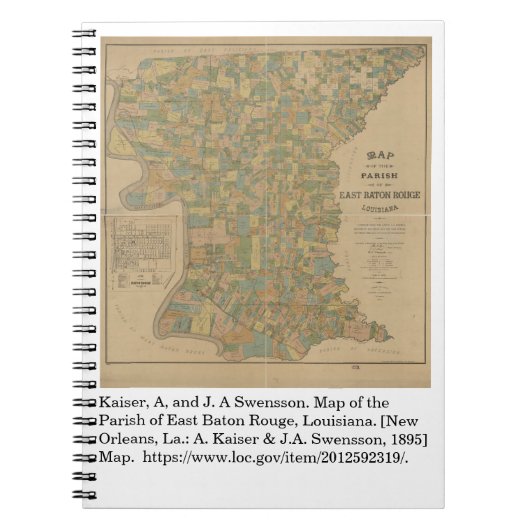 1895年ラ・イースト・バトンルージュ地方の地図 ノートブック (正面)
