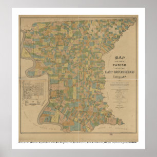 1895年ラ・イースト・バトンルージュ地方の地図 ポスター