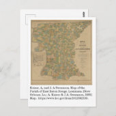 1895年ラ・イースト・バトンルージュ地方の地図 ポストカード (正面/裏面)