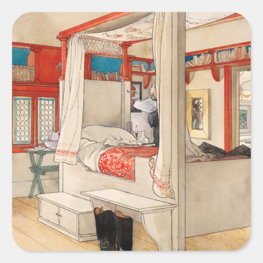 1895年Carl Larsson著Daddy's Room スクエアシール (正面)