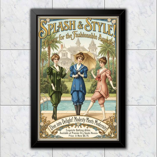 1895 ビンテージオーシャニックシック水着広告 ポスター
