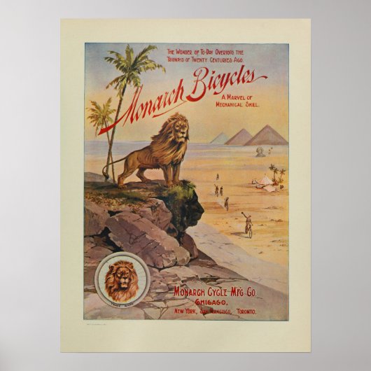 1895（昆虫）オオカバマダラ、モナーク自転車カラーアートプリント ポスター (正面)