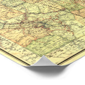 1895 Antique Rail Map of Pennsylvania ポスター (角)