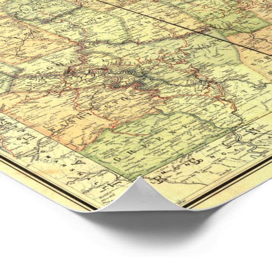 1895 Antique Rail Map of Pennsylvania ポスター (角)