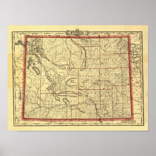 1895 Wyoming Map ポスター (正面)