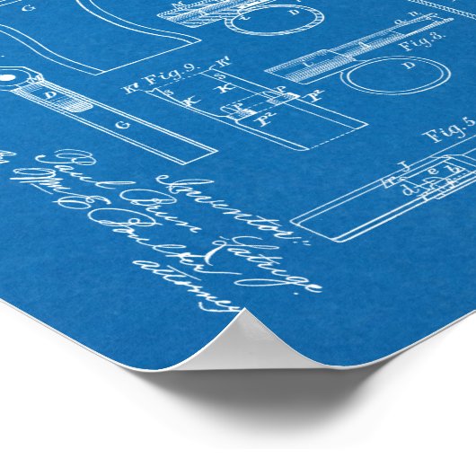 1896ガンマガジンパテントアートスケッチプリント ポスター (角)