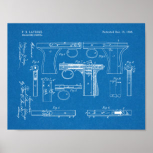 1896ガンマガジンパテントアートスケッチプリント ポスター