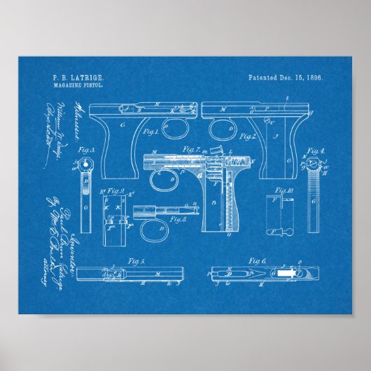 1896ガンマガジンパテントアートスケッチプリント ポスター (正面)