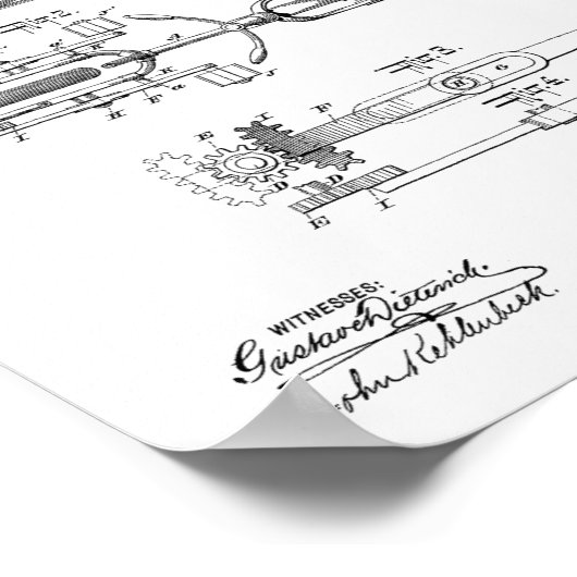 1896チェーンレス自転車デザイン特許プリント ポスター (角)