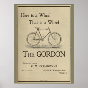 1896ヴィンテージゴードン自転車アドアートポスター ポスター