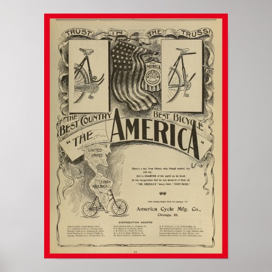 1896ヴィンテージサイクリングマガジン広告アートポスター ポスター (正面)