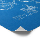 1896ヴィンテージ自転車特許プリント青写真 ポスター (角)