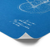 1896ヴィンテージ自転車特許青写真アートプリント ポスター (角)