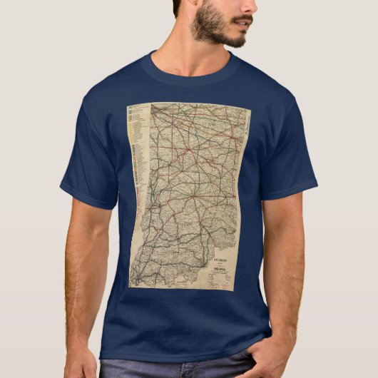1896年インディアナ鉄道システムのヴィンテージ地図 Ov Tシャツ (正面)