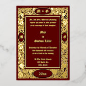 1896年ビクトリアンアールヌーヴェアフローラ結婚ズ 箔招待状 (正面)