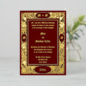 1896年ビクトリアンアールヌーヴェアフローラ結婚ズ 箔招待状 (立ち正面)