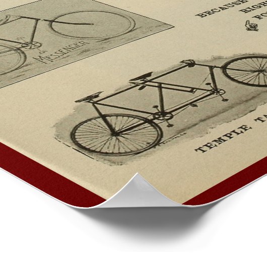 1896年ヴィンテージ寺自転車とアートポスター ポスター (角)