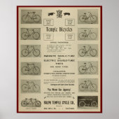 1896年ヴィンテージ寺自転車とアートポスター ポスター (正面)