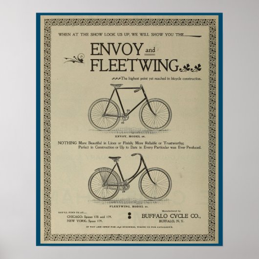 1896年特使フリートウィング自転車とアートポスター ポスター (正面)