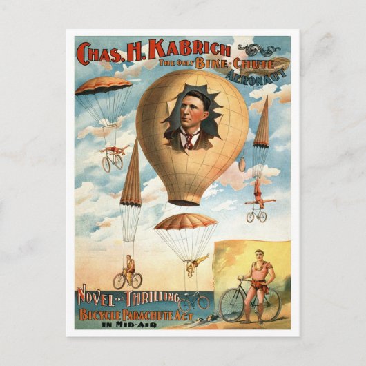 1896年自転車落下傘法 ポストカード (正面)