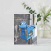 1896年製のドイツの古い青い郵便箱 ポストカード (スタンド正面)