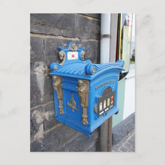 1896年製のドイツの古い青い郵便箱 ポストカード (正面)