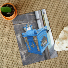 1896年製のドイツの古い青い郵便箱 ポストカード