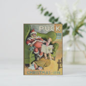 1896年 ヴィンテージ Puck Magazine クリスマス サンタ＆チャイルド ポストカード (スタンド正面)