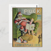 1896年 ヴィンテージ Puck Magazine クリスマス サンタ＆チャイルド ポストカード (正面/裏面)