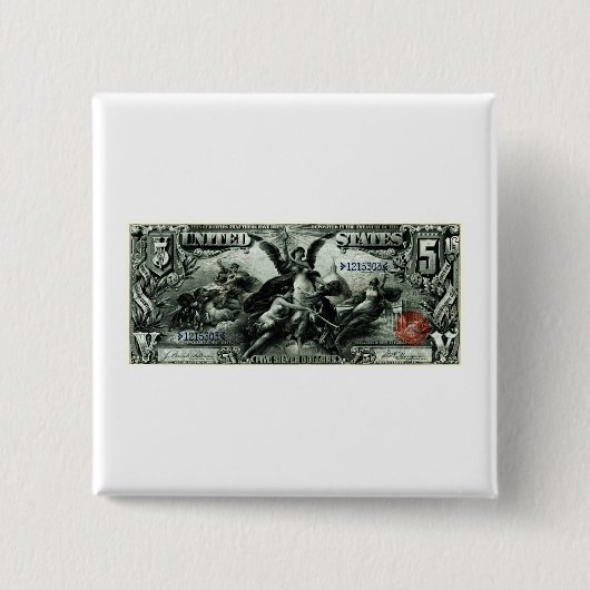 1896米国5ドルの銀証券 缶バッジ (正面)