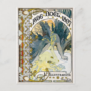 1896 NOEL 1897アルフォンスマリアミュシャ シーズンポストカード