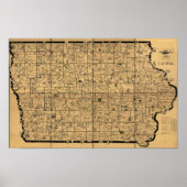 1897アンティークアイオワ鉄道輸送路地図 ポスター (正面)