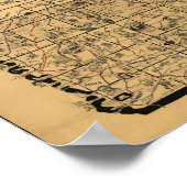 1897アンティークアイオワ鉄道輸送路地図 ポスター (角)