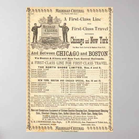 1897ヴィンテージミシガン中央鉄道ポスター ポスター (正面)