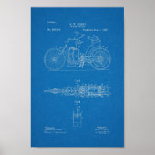 1897ヴィンテージ蒸気自転車特許ブループリントアート ポスター (正面)