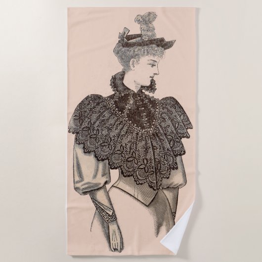 1897女性ビクトリアンプリント ビーチタオル (正面)