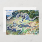 1897年の「ファイティング・ダイナソーズ」チャールズ・ナイト作 ポストカード (正面/裏面)