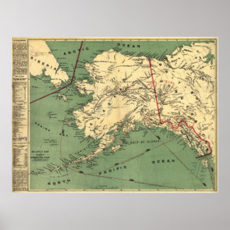 1897年アラスカの地図 ポスター