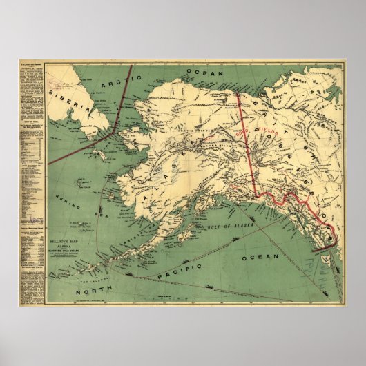 1897年アラスカの地図 ポスター (正面)