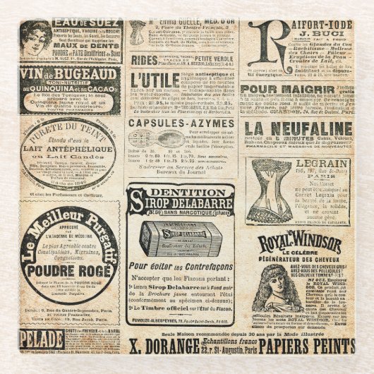 1897年フランスの新聞広告 ガラスコースター (正面)