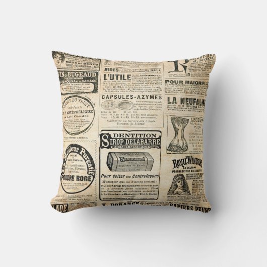 1897年フランスの新聞広告 クッション (正面)