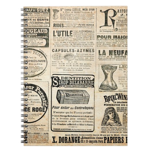1897年フランスの新聞広告 ノートブック (正面)