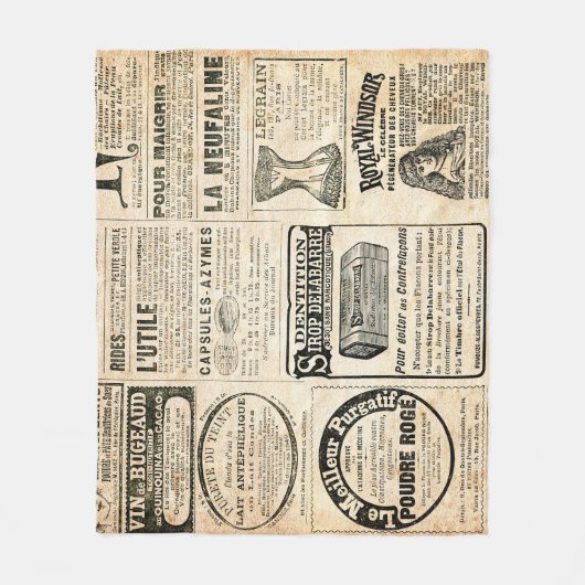 1897年フランスの新聞広告 フリースブランケット (正面)