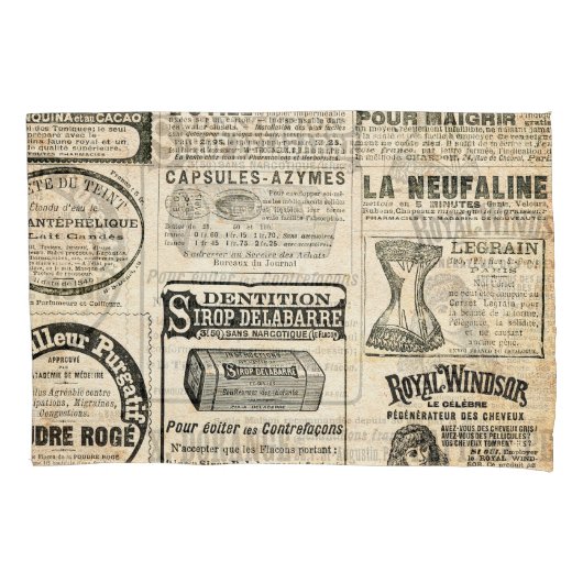 1897年フランスの新聞広告 枕カバー (正面)