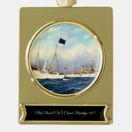 1897年製アメリカ巡洋艦ブルックリン ゴールドプレートバナーオーナメント