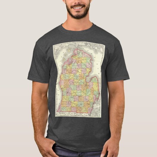1897年 ミシガン州 ヴィンテージ地図 Tシャツ (正面)